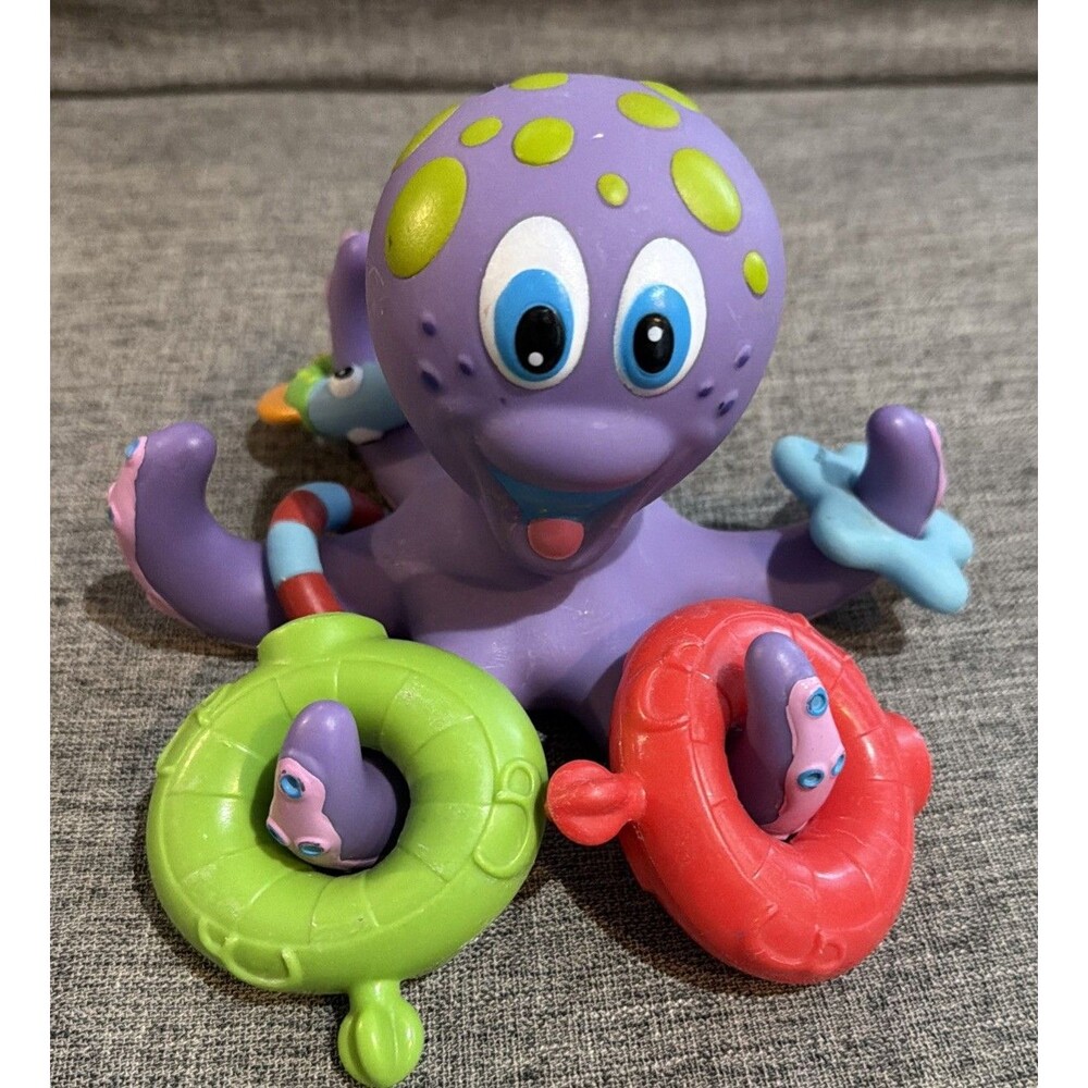 Nuby Floating Octopus Toy  5 Hoopla Rings Baby Bath Toy 18+ Months